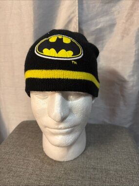 Batman Black and Yellow Knit Beanie with Bat Emblem